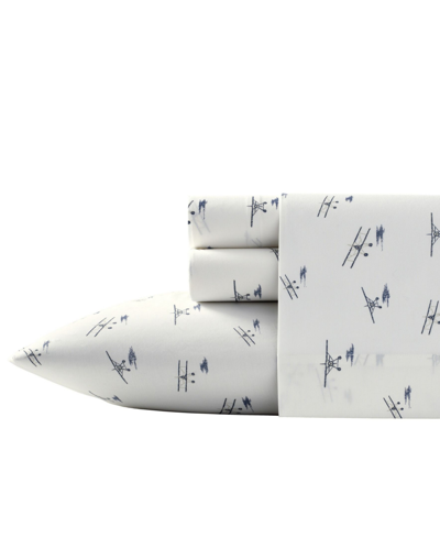 EDDIE BAUER PRINTED 100% COTTON PERCALE 4-PC. SHEET SET, QUEEN