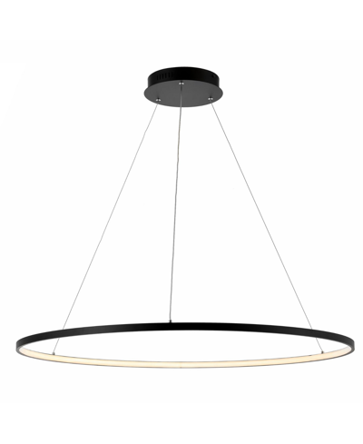 Jonathan Y Circulo Round Modern Contemporary Led Integrated Chandelier In Black