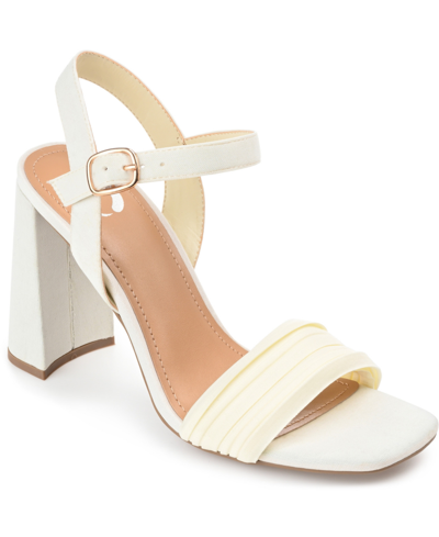 Journee Collection Women's Skiler Block Heel Sandals In White