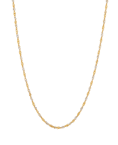 ITALIAN GOLD POLISHED TWO-TONE DIAMOND CUT 16" SINGAPORE CHAIN IN 10K YELLOW GOLD