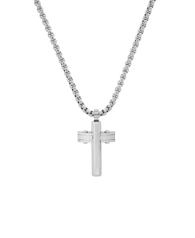 Steeltime Men's Stainless Steel Cross Pendant In Silver-tone