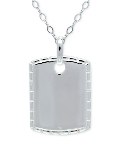 Giani Bernini Dog Tag Pendant Necklace, 16" + 2" Extender, Created For Macy's In Sterling Silver