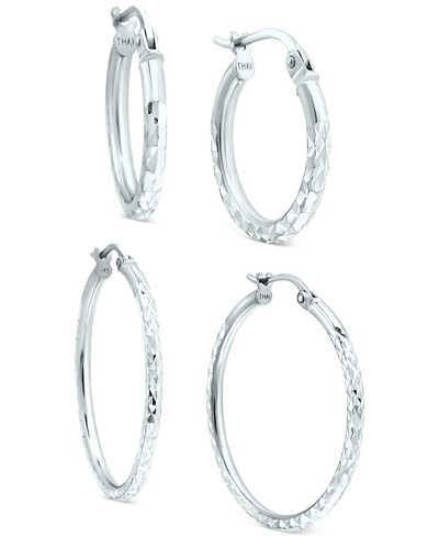 Giani Bernini 2-pc. Set Textured Small Hoop Earrings, Created For Macy's In Silver
