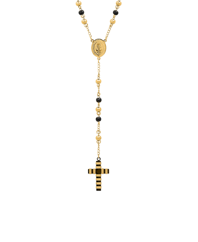 Steeltime Men's 18k Gold Plated Stainless Steel And Ion Plating Rosary Necklace
