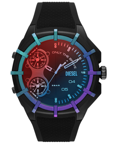 Diesel Men's Chronograph Framed Black Silicone Strap Watch 51mm In Nero