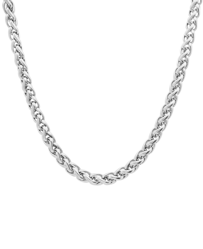 Steeltime Men's Stainless Steel Wheat Chain Necklace In Silver-tone