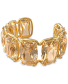 SWAROVSKI GOLD-TONE YELLOW OVERSIZED FLOATING CRYSTAL CUFF BRACELET