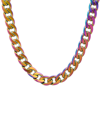 Steeltime Men's Ion Plating Stainless Steel Cuban Link Necklace In Multi