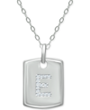 Giani Bernini Cubic Zirconia Initial Dog Tag Pendant Necklace In Sterling Silver, 16" + 2" Extender, Created For M In Silver