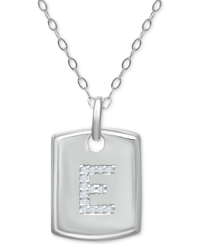 Giani Bernini Cubic Zirconia Initial Dog Tag Pendant Necklace In Sterling Silver, 16" + 2" Extender, Created For M