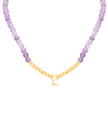 MACY'S AMETHYST BEAD INITIAL 18" PENDANT NECKLACE (63-5/8 CT. T.W.) IN GOLD-PLATED STERLING SILVER
