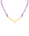 Macy's Amethyst Bead Initial 18" Pendant Necklace (63-5/8 Ct. T.w.) In Gold-plated Sterling Silver In Silver