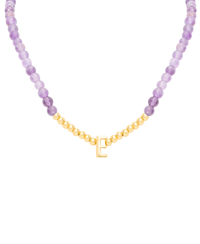Macy's Amethyst Bead Initial 18" Pendant Necklace (63-5/8 Ct. T.w.) In Gold-plated Sterling Silver
