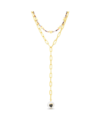 Kensie Heart Pendant Y Necklace Set In Multi