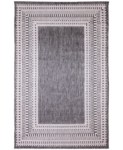 Liora Manne Malibu Etched Border 4'10" X 7'6" Outdoor Area Rug In Charcoal