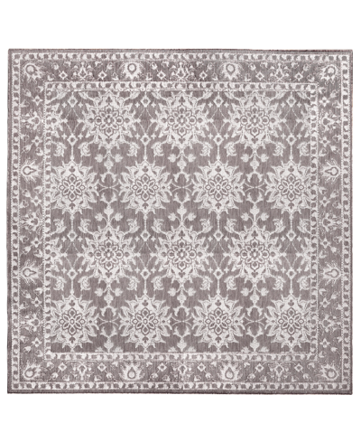 Liora Manne Malibu Kashan 7'10" X 7'10" Square Outdoor Area Rug In Silver Tone