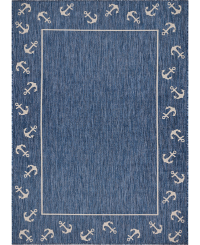 Lr Home Shoreline Srl81872 7'6" X 9'5" Outdoor Area Rug In Navy,ivory