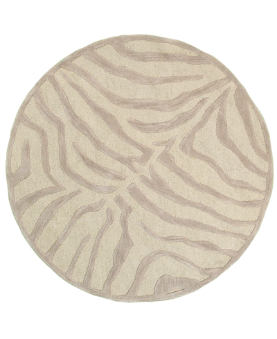 Lr Home Paris Zebra Print Round Area Rug, 3' X 3' In Tan/beige