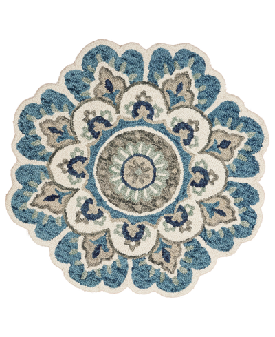 Lr Home Radiance Rdc54094 4' X 4' Round Area Rug In Teal,ivory