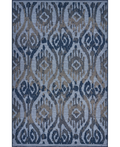 Lr Home Transitional Ikat Indoor/outdoor Performance Area Rug In Blue