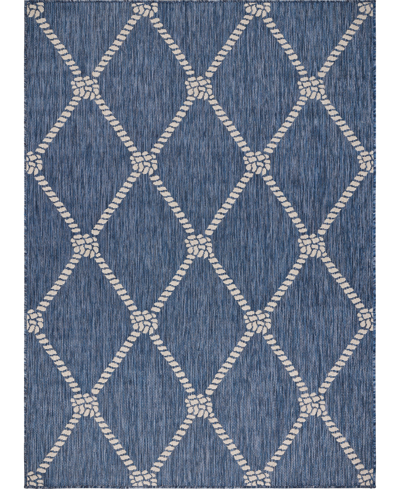 Lr Home Shoreline Srl81875 5'3" X 7' Outdoor Area Rug In Navy,ivory