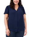 Vince Camuto Plus Size Flutter-sleeve Top In Classic Navy