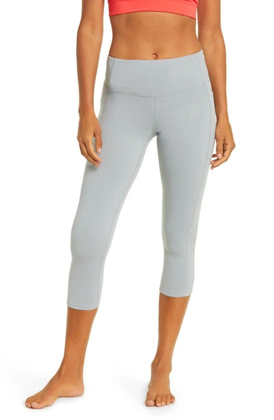 Zella Live In High Waist Pocket Crop Leggings In Grey Monument
