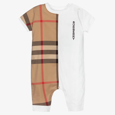 Burberry Babies' White Oversized Check Romper