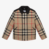 BURBERRY BOYS TEEN BEIGE CHECK QUILTED JACKET