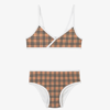 BURBERRY GIRLS BEIGE CHECK BIKINI