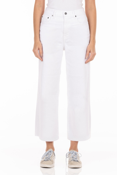 Modern American Savannah High Waist Raw Hem Crop Wide Leg Jeans In White