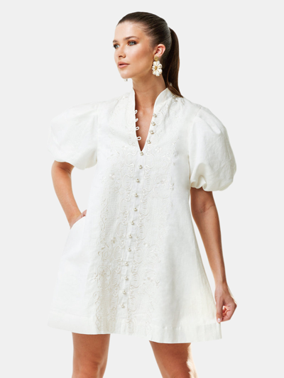 Mestiza Elliana Barong Mini Dress In White