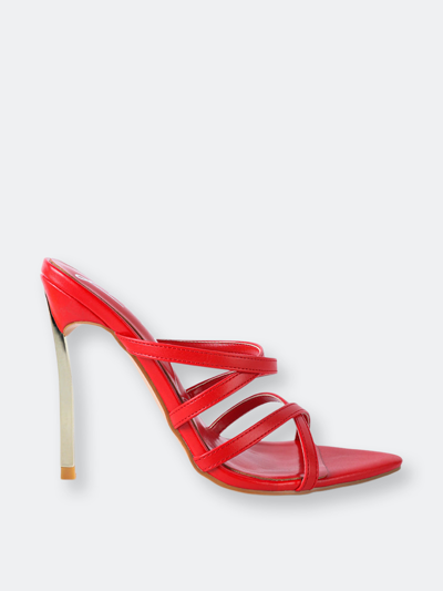 London Rag Nightclub High Heeled Neon Animal Sandals In Red