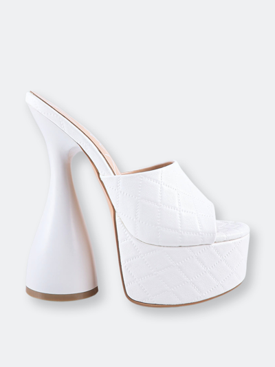 London Rag Oomph Quilted High Heeled Platform Sandals In White