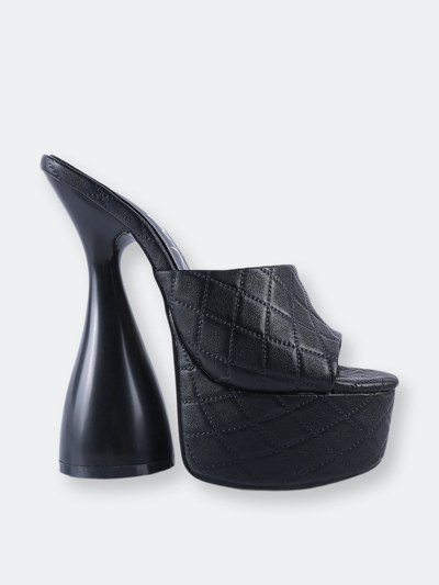 London Rag Oomph Quilted High Heeled Platform Sandals In Black