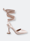 London Rag Fonda Mid Heel Tie Up Satin Sandals In Pink