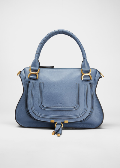 Chloé Marcie Medium Zip Leather Satchel Bag In Blue