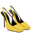 Saint Laurent Maxine Slingback Pumps In Crepe De Chine In Jaune Horten