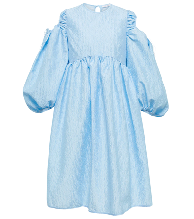 Cecilie Bahnsen Janessa Puff Sleeve Matelassé Mini Dress In Blue