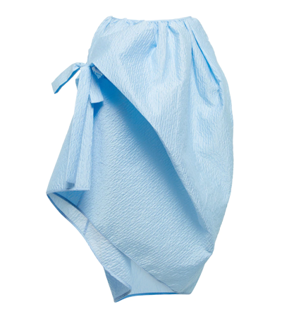 Cecilie Bahnsen Fumie Asymmetrical Long Skirt W/ Bow In Blue