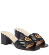 Gucci Marmont Quilted Medallion Mule Sandals In Nero/nero