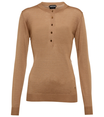 Tom Ford Cashmere And Silk Jumper In Biscuit
