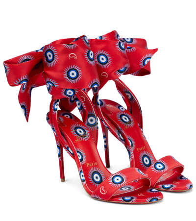 Christian Louboutin Sandale Du Desert Silk Ankle-tie Sandals In Red