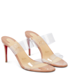 Christian Louboutin Just Nothing 85 Pvc And Patent-leather Mules In Nude
