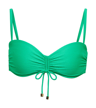 Heidi Klein Textured Self-tie Bikini Top In Gold Green