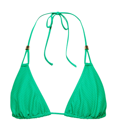 Heidi Klein Textured Triangle Bikini Top In Gold Green