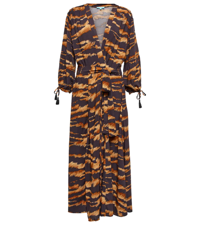 Melissa Odabash Gabby Tiger-print Maxi Kaftan In Dark Brown