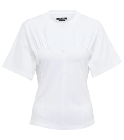 Isabel Marant Zazie Gathered Cotton-jersey T-shirt In White