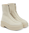 The Row Textured-nubuck Platform Ankle Boots In Beige/milk