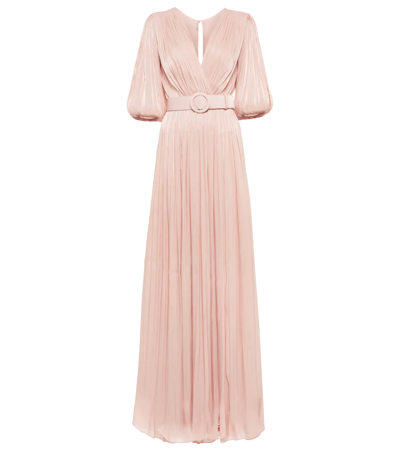 Costarellos Brennie Iridescent Georgette Gown In Nude Pink